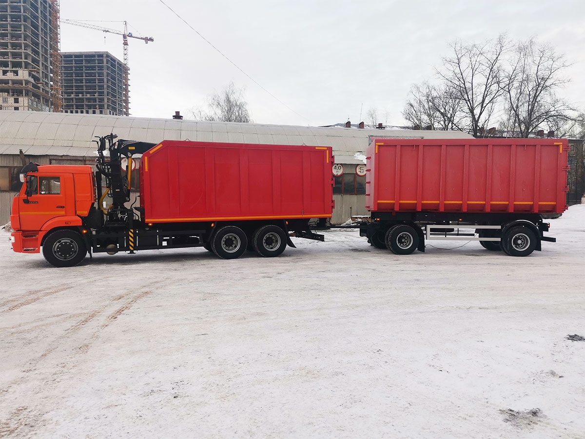 Ломовоз КАМАЗ 65115 с ГМУ VM10L74M с прицепом 8595-02